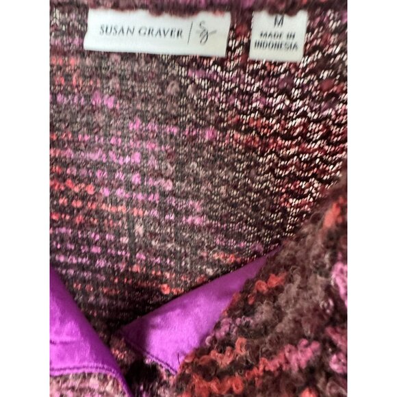 Susan Graver Womens Tweed Button Up Jacket size Medium Wool Blend Pink Purple - Picture 10 of 15